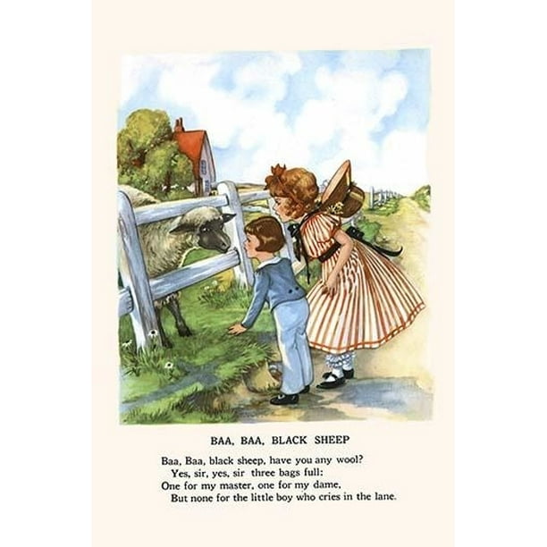 Baa Baa Black Sheep Print Home Wall Art Nursery Poster